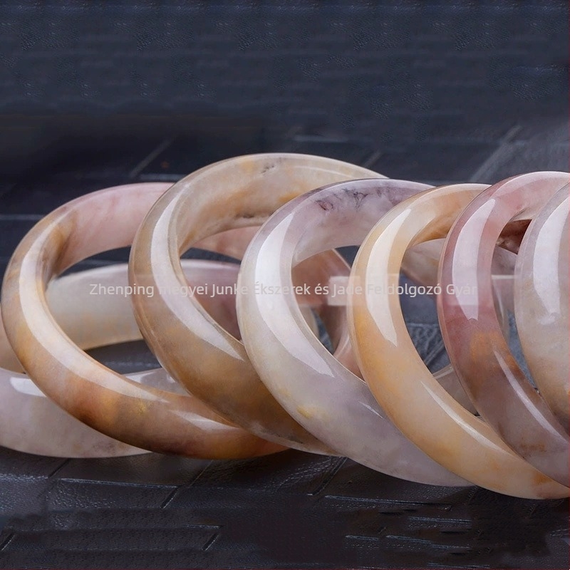 Természetes kvarcitos jáde karkötő, kör alakú forma, polírozott felület