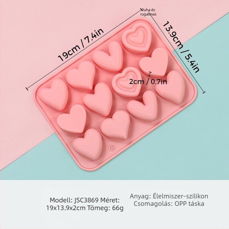 Szív alakú szilikon mousse forma, modell JSC379