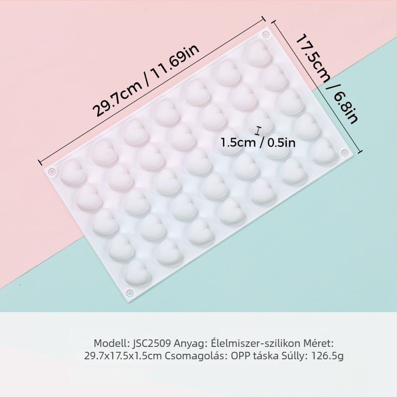 Szív alakú szilikon mousse forma, modell JSC379