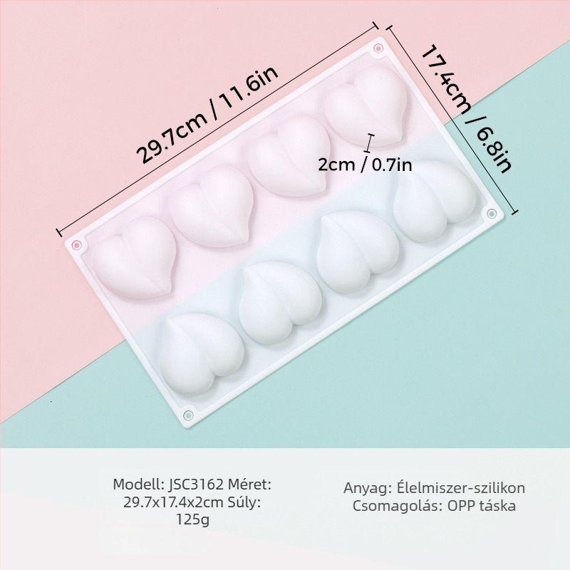 Szív alakú szilikon mousse forma, modell JSC379