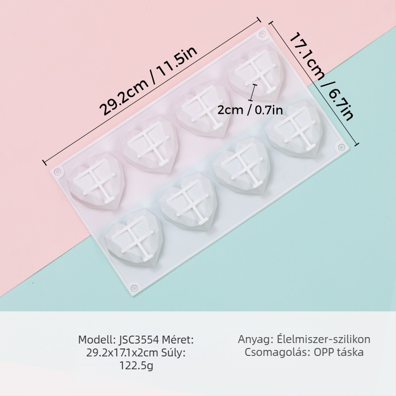 Szív alakú szilikon mousse forma, modell JSC379