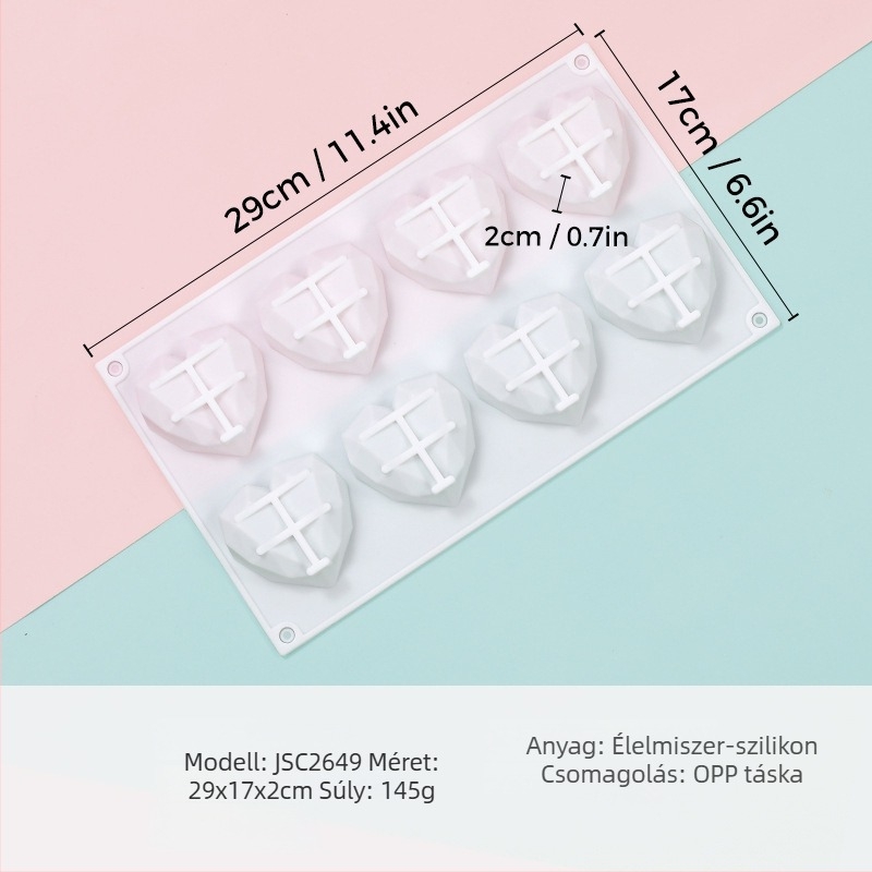 Szív alakú szilikon mousse forma, modell JSC379