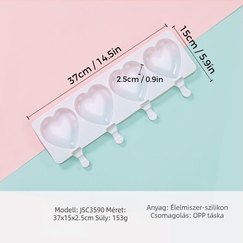 Szív alakú szilikon mousse forma, modell JSC379