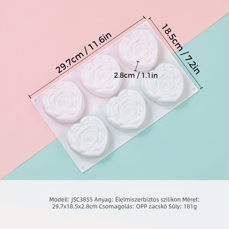 Szív alakú szilikon mousse forma, modell JSC379