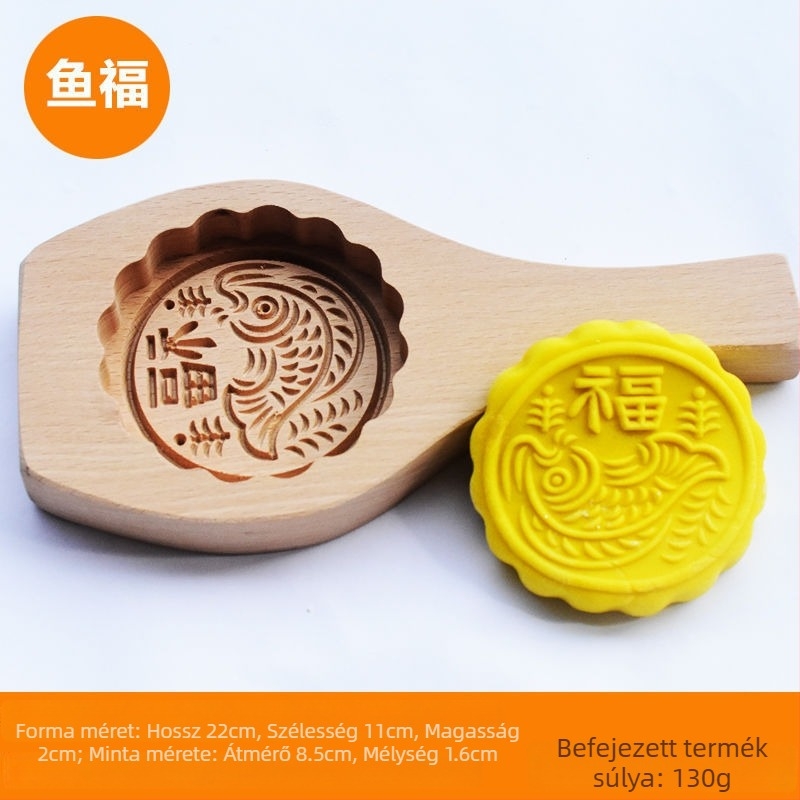 Fából készült Mooncake forma, faragott, egy lyukú, Mid-Autumn, Golden Eagle