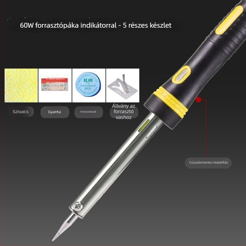 Állítható hőmérsékletű, nagy teljesítményű elektromos forrasztó készlet rozsdamentes acélból, alkalmas csatlakozók és vezetékek forrasztására
