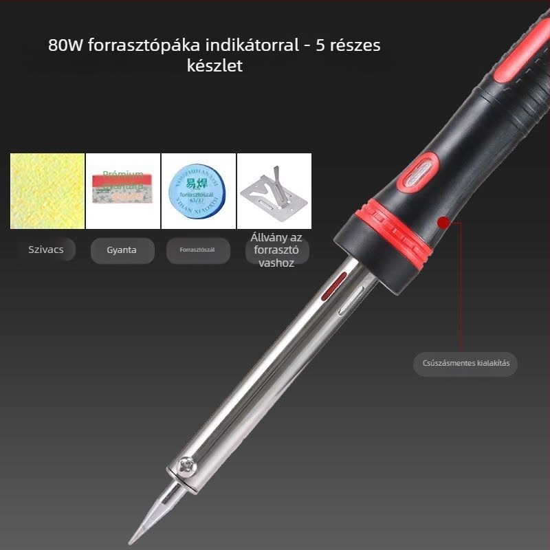 Állítható hőmérsékletű, nagy teljesítményű elektromos forrasztó készlet rozsdamentes acélból, alkalmas csatlakozók és vezetékek forrasztására