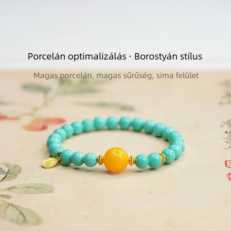 Fenyőkő gyöngy karkötő, polírozott felület, játékos, édes stílus, modell 3283093, uniszex.
