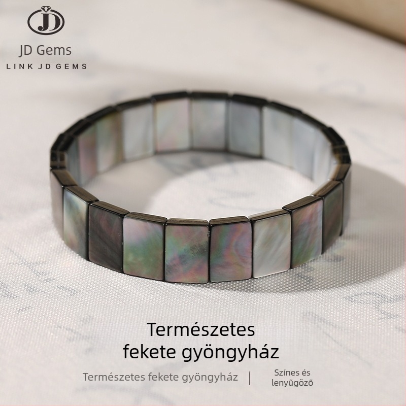 Jingde ékszer Természetes fekete gyöngyházból készült téglalap alakú kagyló karkötő