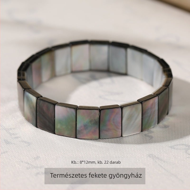 Jingde ékszer Természetes fekete gyöngyházból készült téglalap alakú kagyló karkötő