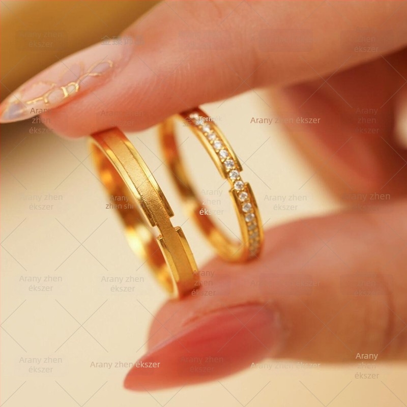 Moissanite sor gyűrű párnak – vintage aranyozott ötvözet, minimalistikus, egyszerű dizájn