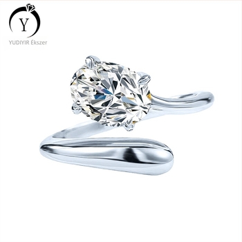 Moissanit gyűrű, 1.5 ct, könnycsepp alak, 925-ös ezüst, nyitott dizájn