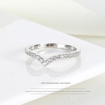 925-ös ezüst gyűrű, geometriai mintázat, elektroplatált felület, nőknek