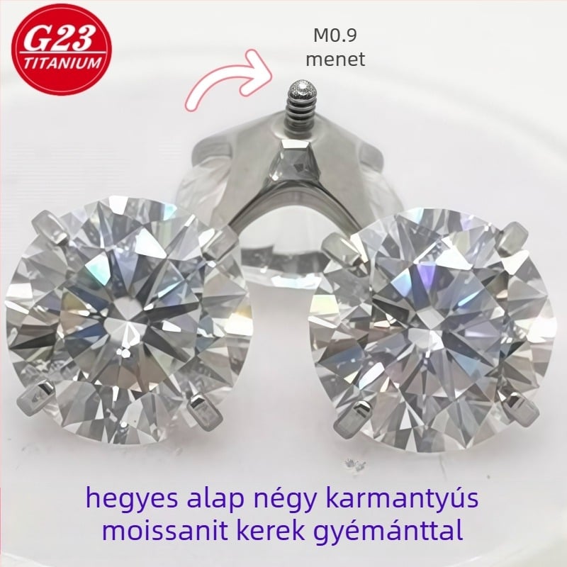 G23 titánötvözet geometriás négy karmú fül- és ajakszúrás, polírozott felület