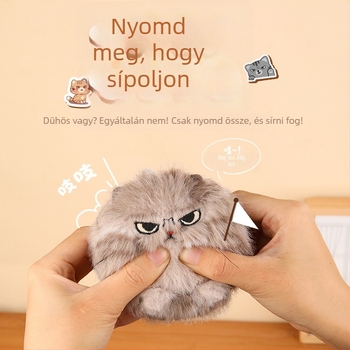 Lucky macska plüss játék húzókötéllel és ringó farkával, csipogó hang, rövid plüss (Töltet: PP pamut; Szőrzet: rövid plüss; Kategória: plüss játék; Márka: Lucky; Korosztály: 15–35)