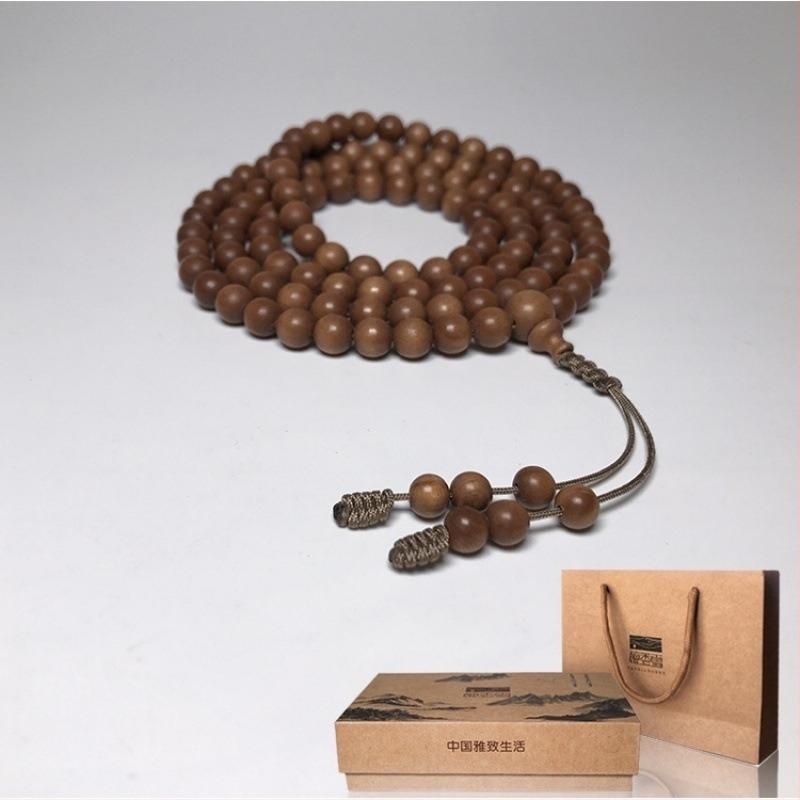 Szantálfa karkötő 108 Buddha gyönggyel, illatos fa, uniszex