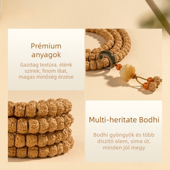 108 Bodhi gyöngyös karkötő, természetes Bodhi mag