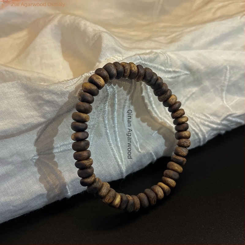 Agarwood Qinan karkötő – Vintage, uniszex, gyöngy alakú, polírozott