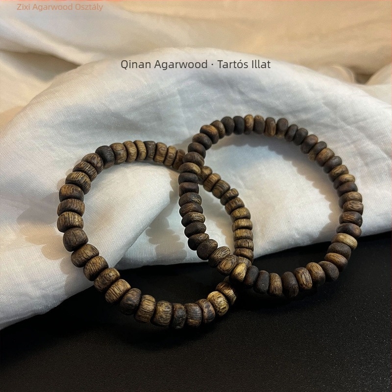 Agarwood Qinan karkötő – Vintage, uniszex, gyöngy alakú, polírozott