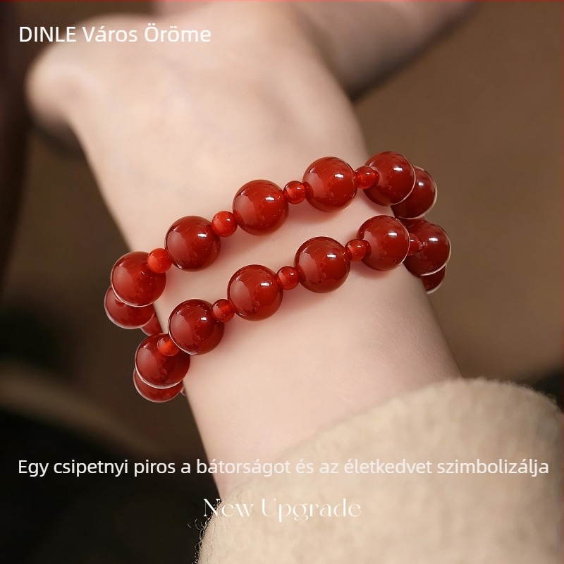 Achat gyöngy karkötő, modern minimalist stílus nőknek, kézzel készített kerek gyöngyök