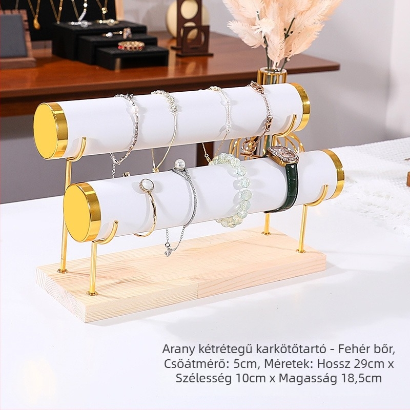 Háromemeletes tömörfa ékszerkijelző állvány asztali kiállításhoz