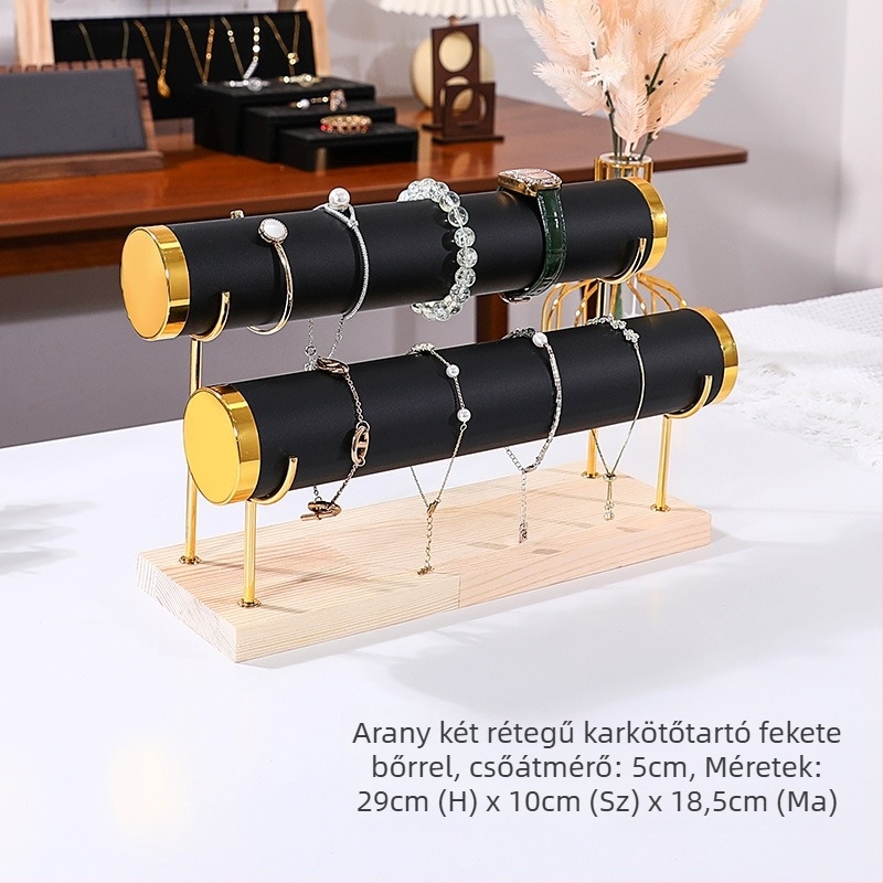 Háromemeletes tömörfa ékszerkijelző állvány asztali kiállításhoz
