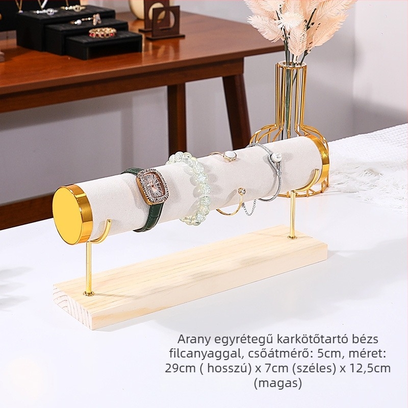 Háromemeletes tömörfa ékszerkijelző állvány asztali kiállításhoz