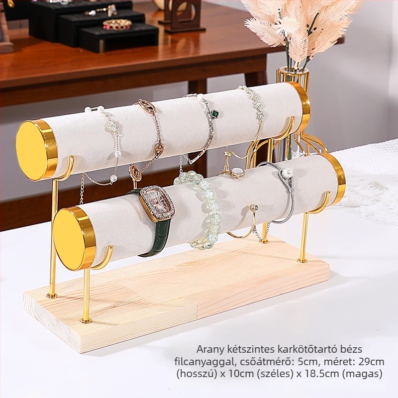 Háromemeletes tömörfa ékszerkijelző állvány asztali kiállításhoz