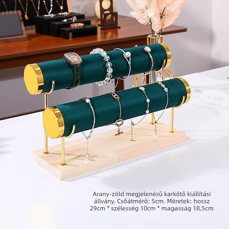 Háromemeletes tömörfa ékszerkijelző állvány asztali kiállításhoz