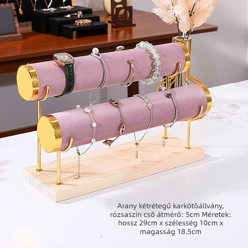 Háromemeletes tömörfa ékszerkijelző állvány asztali kiállításhoz