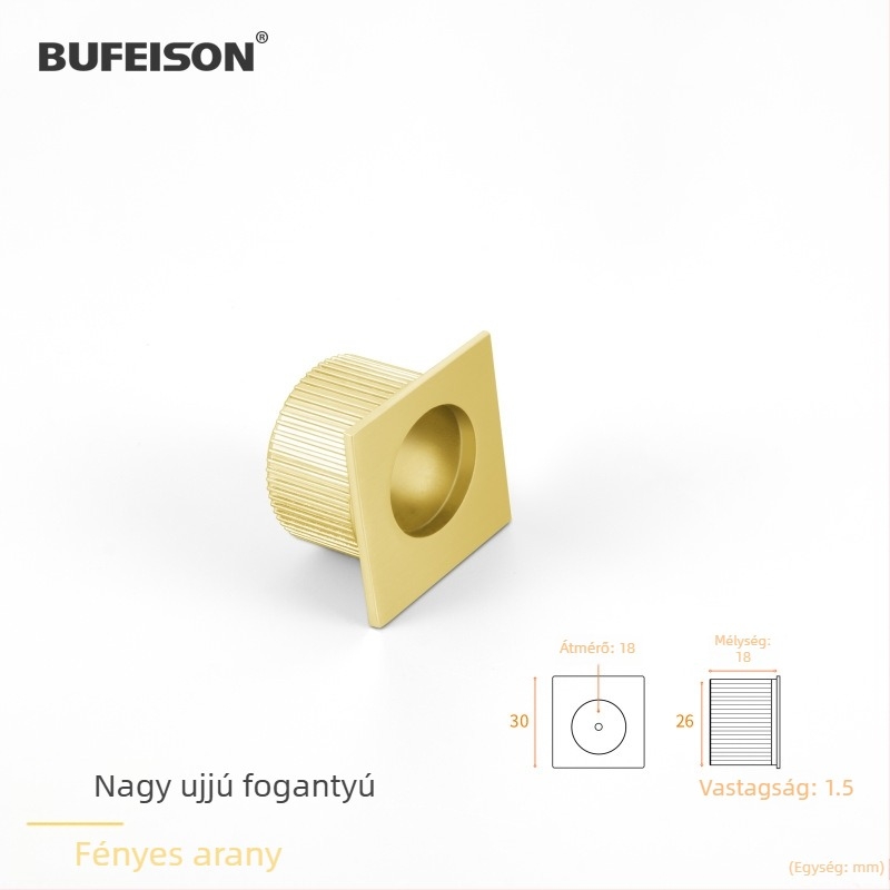 Zsebajtó fogantyú — Rozsdamentes acél, Elektroplattált felület, Modern minimalist stílus, Zsebajtókhoz, beépített és faajtókhoz