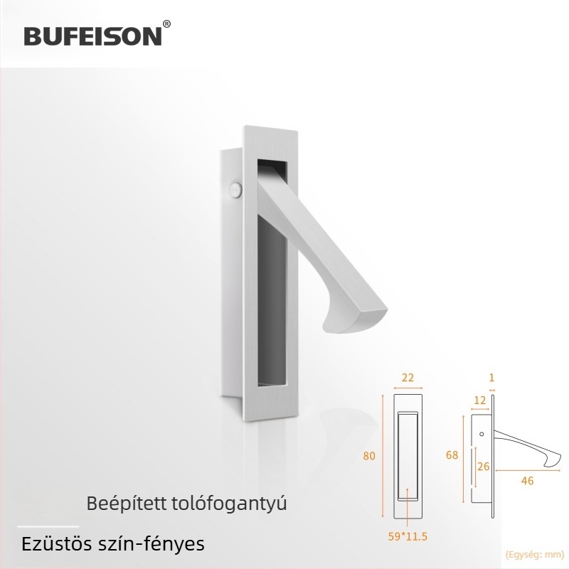 Zsebajtó fogantyú — Rozsdamentes acél, Elektroplattált felület, Modern minimalist stílus, Zsebajtókhoz, beépített és faajtókhoz