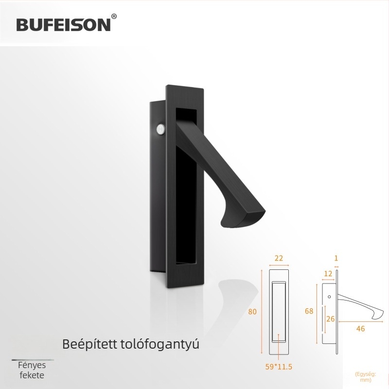 Zsebajtó fogantyú — Rozsdamentes acél, Elektroplattált felület, Modern minimalist stílus, Zsebajtókhoz, beépített és faajtókhoz