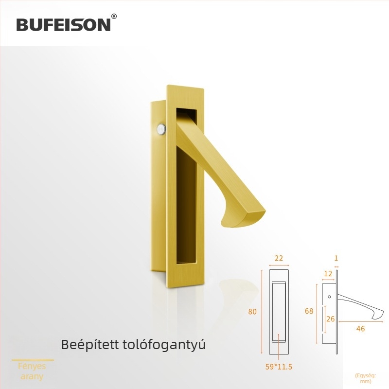 Zsebajtó fogantyú — Rozsdamentes acél, Elektroplattált felület, Modern minimalist stílus, Zsebajtókhoz, beépített és faajtókhoz