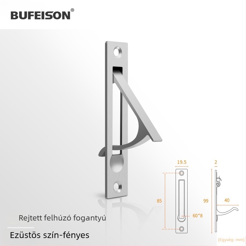 Zsebajtó fogantyú — Rozsdamentes acél, Elektroplattált felület, Modern minimalist stílus, Zsebajtókhoz, beépített és faajtókhoz