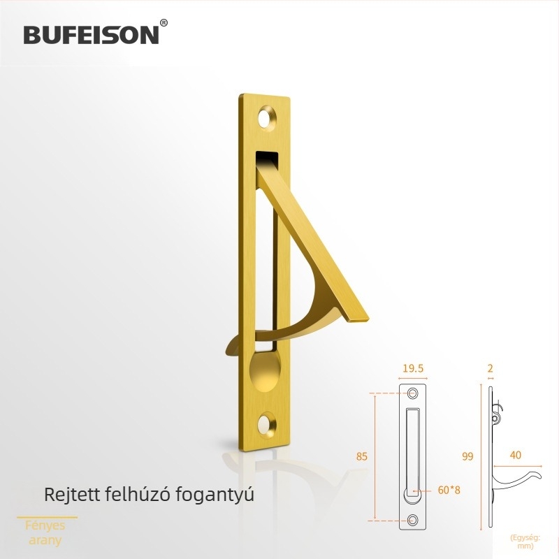 Zsebajtó fogantyú — Rozsdamentes acél, Elektroplattált felület, Modern minimalist stílus, Zsebajtókhoz, beépített és faajtókhoz