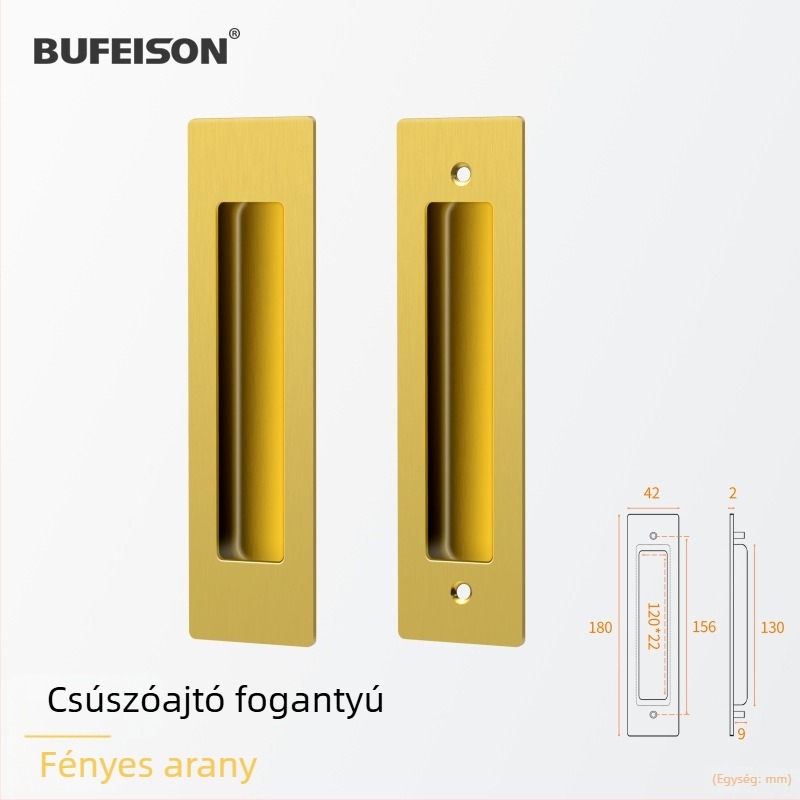 Zsebajtó fogantyú — Rozsdamentes acél, Elektroplattált felület, Modern minimalist stílus, Zsebajtókhoz, beépített és faajtókhoz