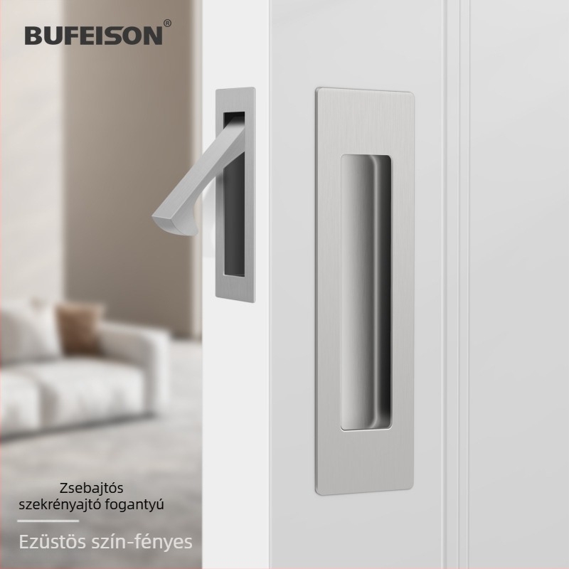 Zsebajtó fogantyú — Rozsdamentes acél, Elektroplattált felület, Modern minimalist stílus, Zsebajtókhoz, beépített és faajtókhoz