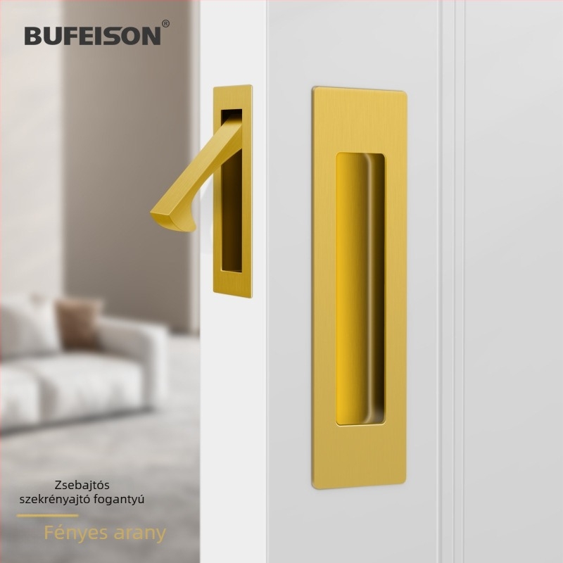 Zsebajtó fogantyú — Rozsdamentes acél, Elektroplattált felület, Modern minimalist stílus, Zsebajtókhoz, beépített és faajtókhoz