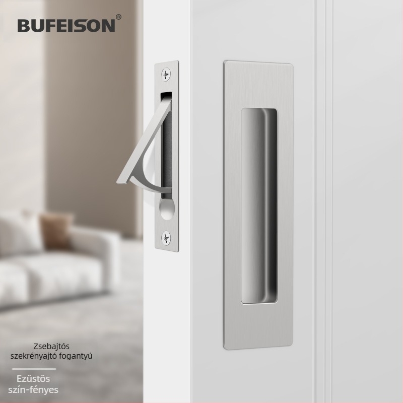 Zsebajtó fogantyú — Rozsdamentes acél, Elektroplattált felület, Modern minimalist stílus, Zsebajtókhoz, beépített és faajtókhoz