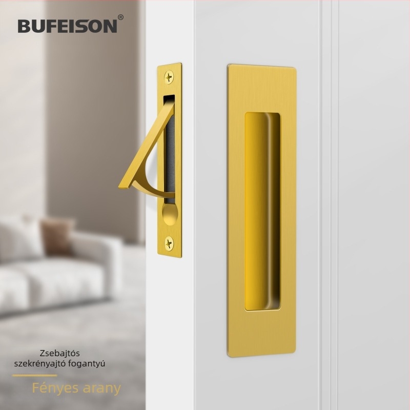 Zsebajtó fogantyú — Rozsdamentes acél, Elektroplattált felület, Modern minimalist stílus, Zsebajtókhoz, beépített és faajtókhoz