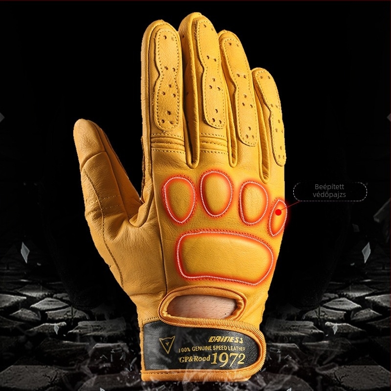 Motorkerékpár kesztyű, tehénbőr, uniszex, egész éves, csúszásmentes, tie-dye feldolgozás