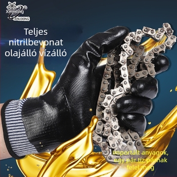 New Auspicious Star nitril munkavédelmi kesztyűk dip bevonattal, kopásálló, olajálló, vízálló, vastagított