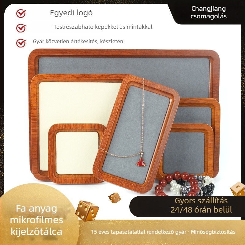 Ékszerek kiállítására szolgáló fa tálca, egyszintes, művészi stílus, összeszerelés