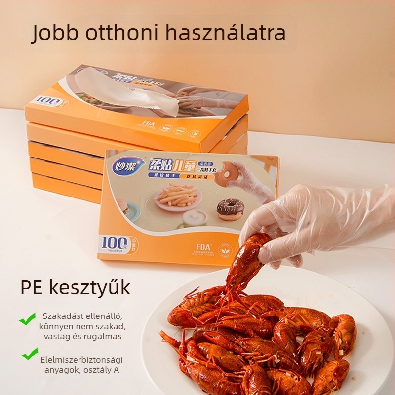 Egyszer használatos PE kesztyűk - Vastagított, Átlátszó (Anyag: PE; Vastagság: Vastagított; Mintázat: Átlátszó)