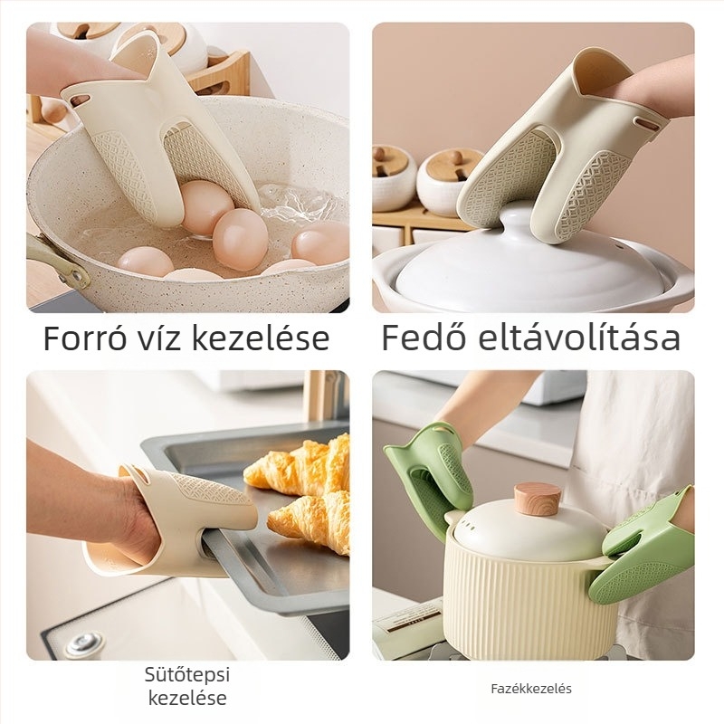 Személyre szabott szilikon konyhai kesztyűk, hőállóak, sütő és mikrohullámú sütő használatra, csúszásgátló fogás.