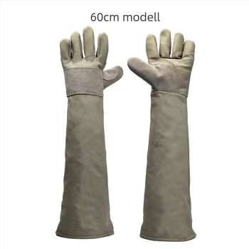 Hosszabbított vastag felsőrétegű marhabőr kesztyűk kutyakezeléshez – harapás és karmolás elleni védelem, munkahelyi védelem