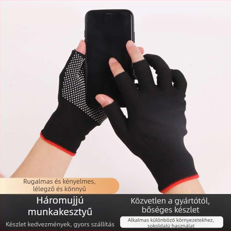 Csúszásmentes horgászos kesztyű, háromujjas dizájn, légáteresztő és tartós, hossza 5–30 cm