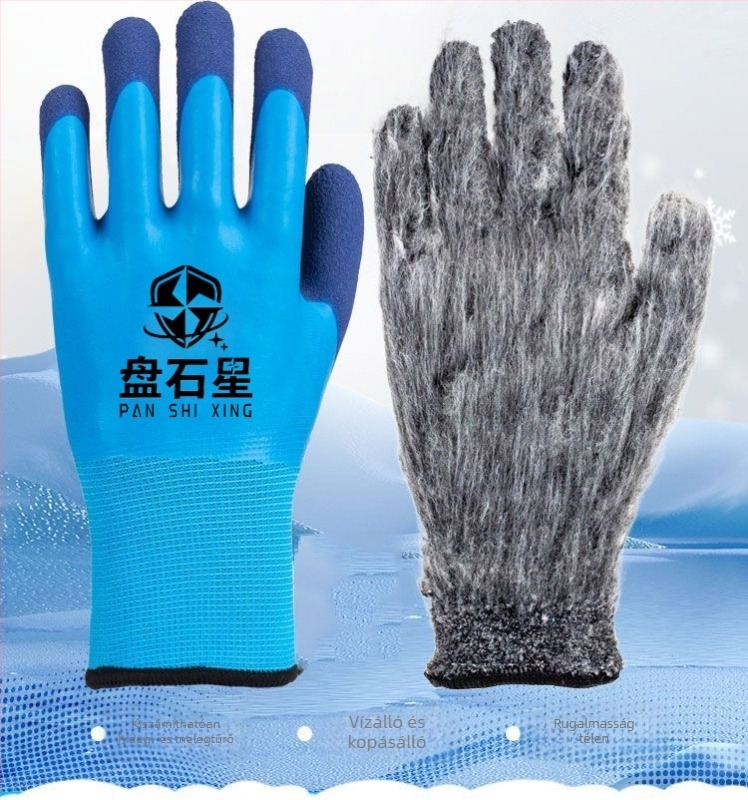 Kasmír fleece téli munkavédelmi kesztyűk, vízállóak és -38°C-ig hőállók gumírozott bevonattal a biztonságért; ideális építőipar, logisztika és autójavítás számára