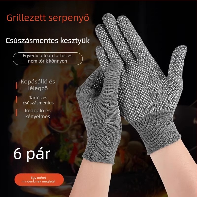 Főző kesztyűk: 6 pár, nylon, magas hőállóság, modern minimál stílus, 2024-ben bevezetve